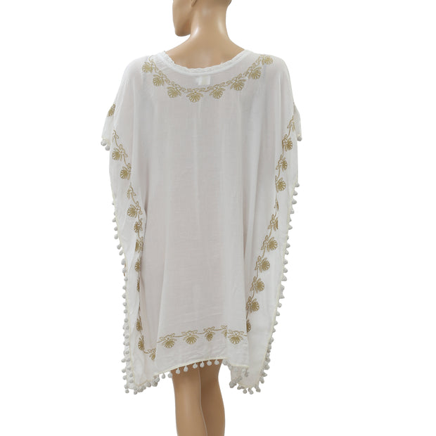 Mai 68 Shimmer Pom Pom Embroidered Mini Dress XS