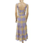 Urban Outfitters Sankaty Linen Ruffle Maxi Dress S