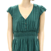 Esprit Smocked Ruffle Striped Mini Tunic Dress S