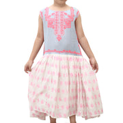 Riva kids Floral Printed Embroidered Long Gown Dress