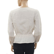 Bensimon Crochet Lace Ivory Blouse Top S