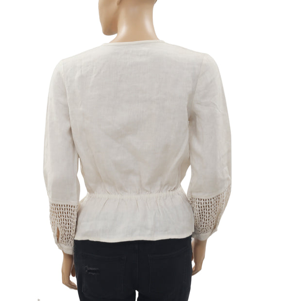 Bensimon Crochet Lace Ivory Blouse Top S