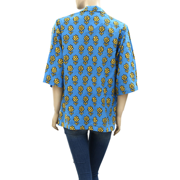 Rhode Resort Carl Printed Cotton-Voile Blouse Shirt Top XS
