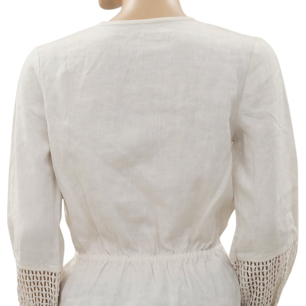 Bensimon Crochet Lace Ivory Blouse Top S