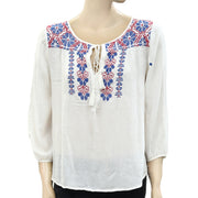 Lucky Brand Embroidered Blouse Top M