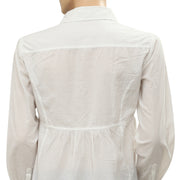 Anthropologie Ruffle Solid Blouse Shirt Top S