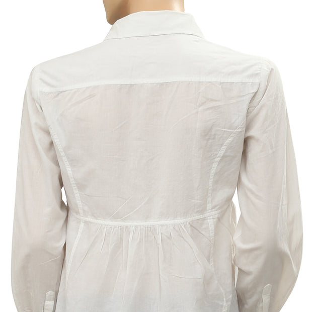 Anthropologie Ruffle Solid Blouse Shirt Top S