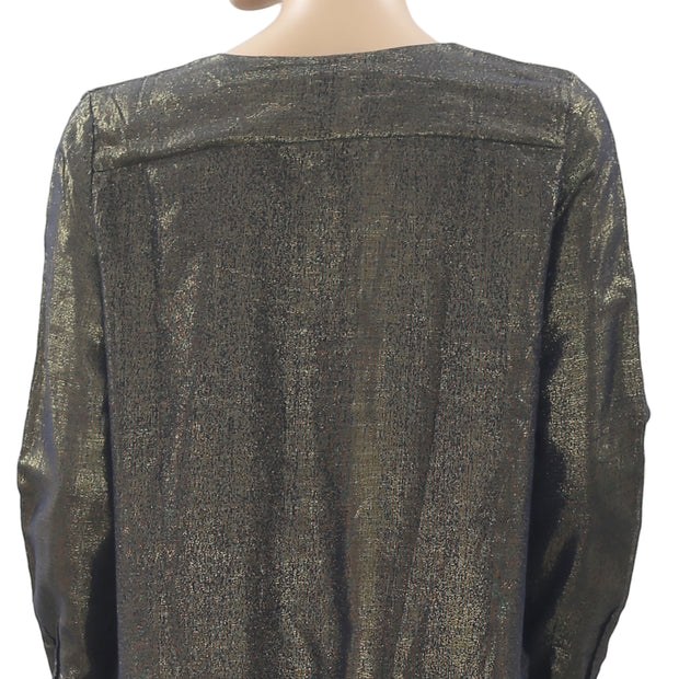Des Petits Hauts 闪光金属色衬衫上衣 S