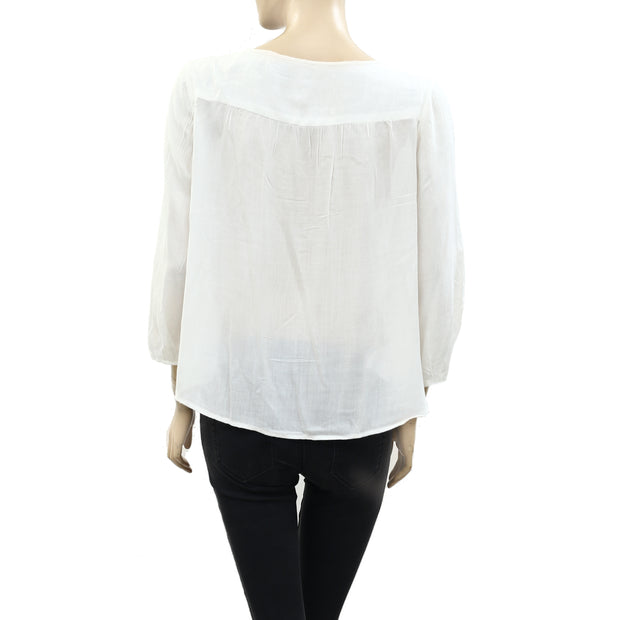 Lucky Brand Embroidered Blouse Top M