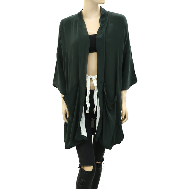 Closed Floral Embroidered Cardigan Tunic Top S