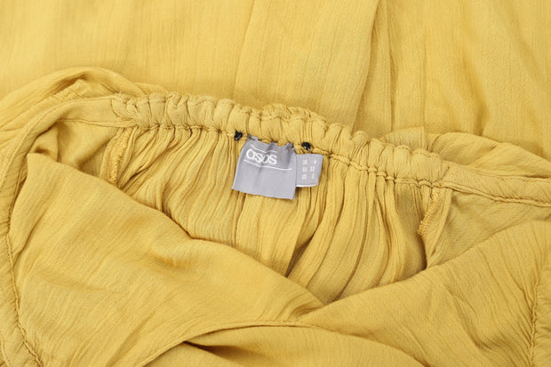 Asos Halter Tiered Yellow Maxi Dress XS-0