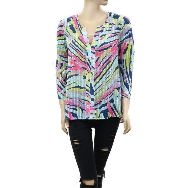 Lilly Pulitzer Printed Blouse Shirt Tunic Top S