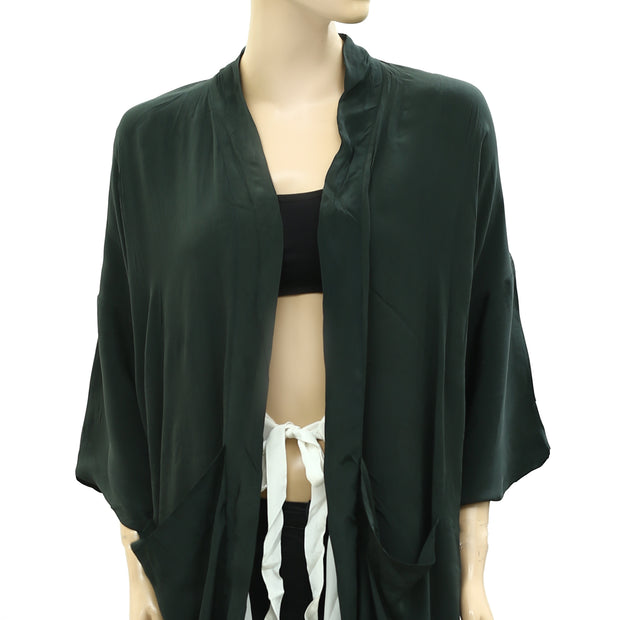Closed Floral Embroidered Cardigan Tunic Top S