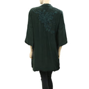 Closed Floral Embroidered Cardigan Tunic Top S