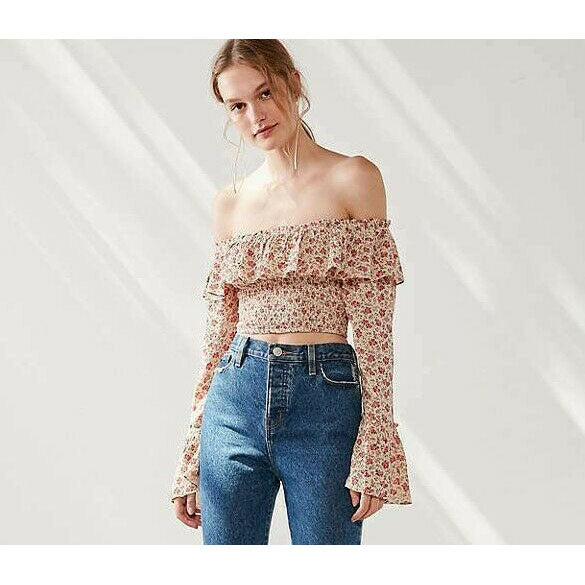 Kimchi Blue Urban Outfitters Kimora Smocked Crop Top