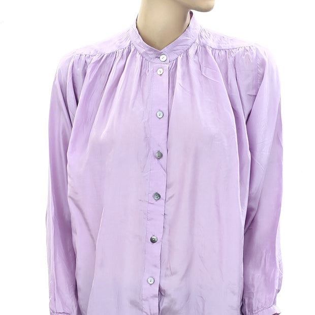 Apiece Apart Purple Silk Blouse Top S