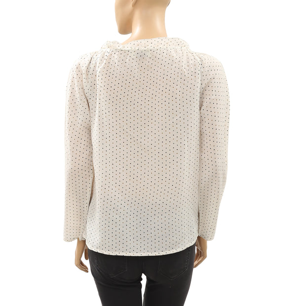 Indi & Cold Polka Dot Printed Ivory Blouse Top S