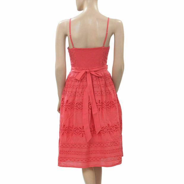 Monsoon Eyelet Embroidered Pink Dress