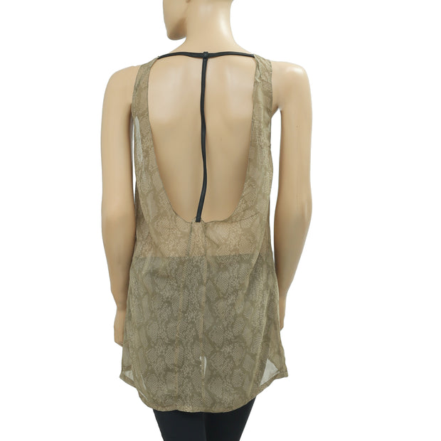 Nicholas K Printed Sleeveless Sheer Tunic Top S