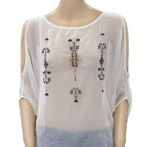 Dex Floral Embroidered Kimono Tunic Top XS
