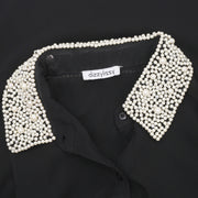 Dizzy Lissy Pearls Embellished Black Tank Blouse Top XS