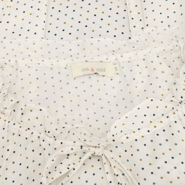 Indi & Cold Polka Dot Printed Ivory Blouse Top S