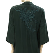 Closed Floral Embroidered Cardigan Tunic Top S