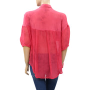 Free People 云朵水洗系扣长袍衬衫上衣 S