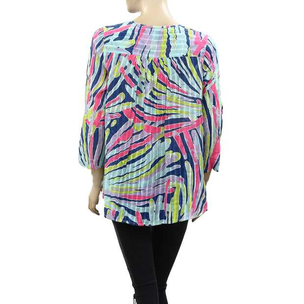 Lilly Pulitzer Printed Blouse Shirt Tunic Top S
