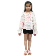 White Chocolate Kids Girls Floral Printed Lace Top 6-7 Years
