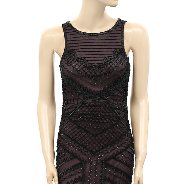 Mac Duggal Beaded Black Maxi Gown Dress