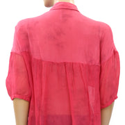 Free People 云朵水洗系扣长袍衬衫上衣 S
