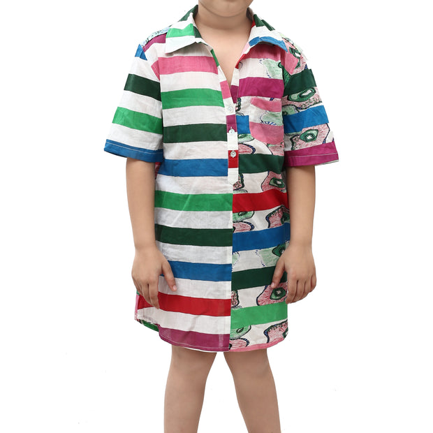 Desigual 儿童女孩花卉印花长袍衬衫上衣