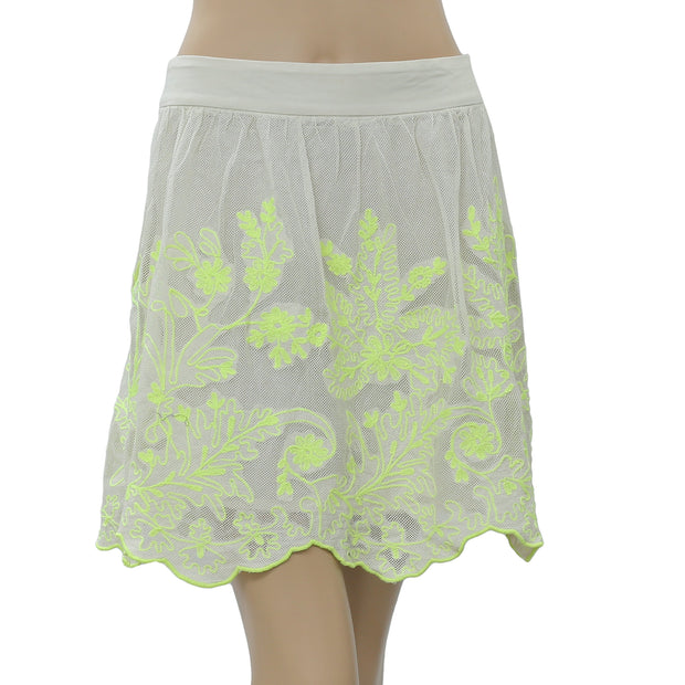 Vanessa Virginia Anthropologie Electric Vines Embroidered Skirt