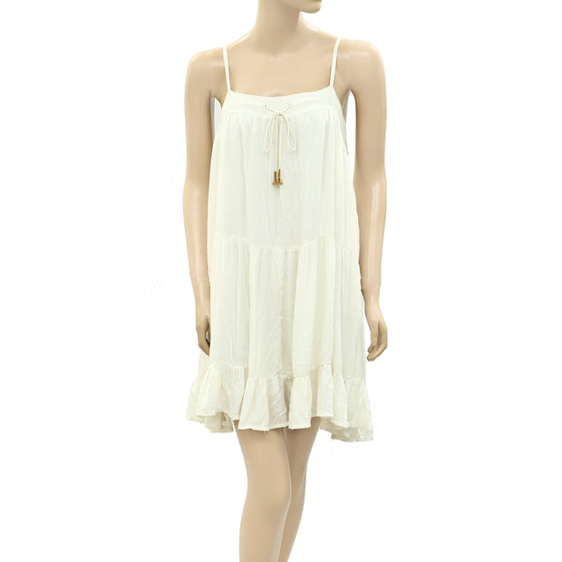 Ecote Urban Outfitters Maddie Tiered Sundress Ivory Mini Dress S