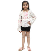 White Chocolate Kids Girls Floral Printed Lace Top 6-7 Years