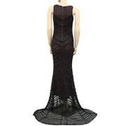 Mac Duggal Beaded Black Maxi Gown Dress