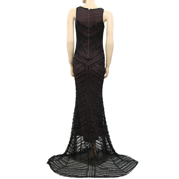 Mac Duggal Beaded Black Maxi Gown Dress