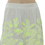 Vanessa Virginia Anthropologie Electric Vines Embroidered Skirt