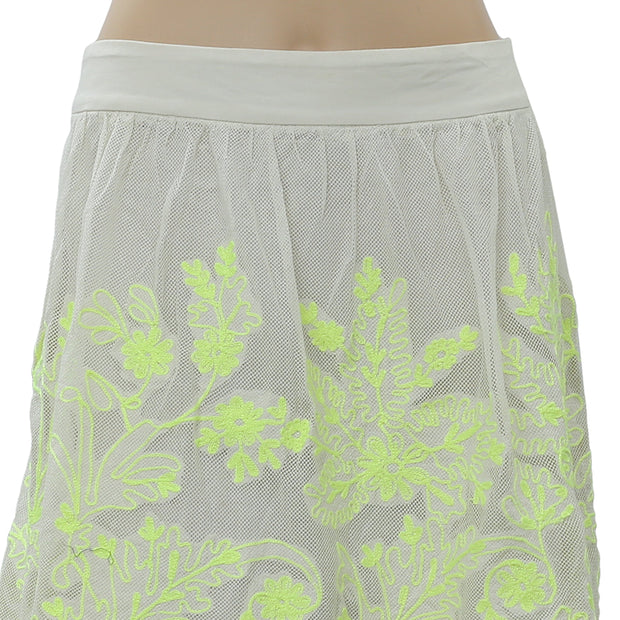 Vanessa Virginia Anthropologie Electric Vines Embroidered Skirt