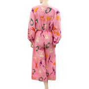 Rhode Resort Pink Blake Printed Cotton-voile Jumpsuit Dress