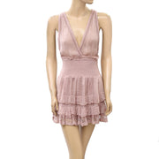 IRO Luster Embroidered Lace Ruffled Flared Mini Dress