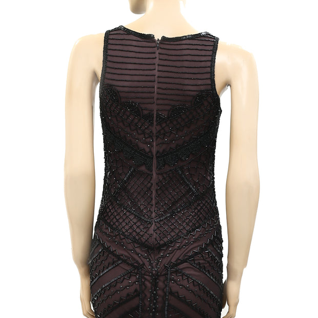 Mac Duggal Beaded Black Maxi Gown Dress