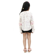 White Chocolate Kids Girls Floral Printed Lace Top 6-7 Years