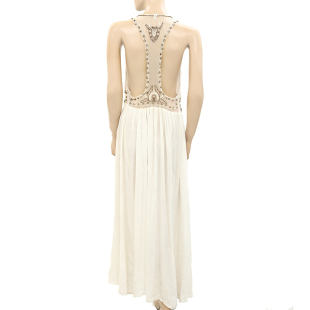 Farm Rio Anthropologie Beaded Embellished Maxi Long Dress M