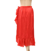 Saylor Amira Cutout Asymmetric Ruffle High Waisted Midi Skirt