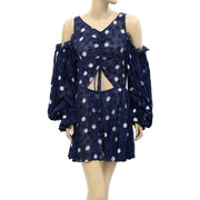 Free People Floral Embroidered Ruched Romper Dress S
