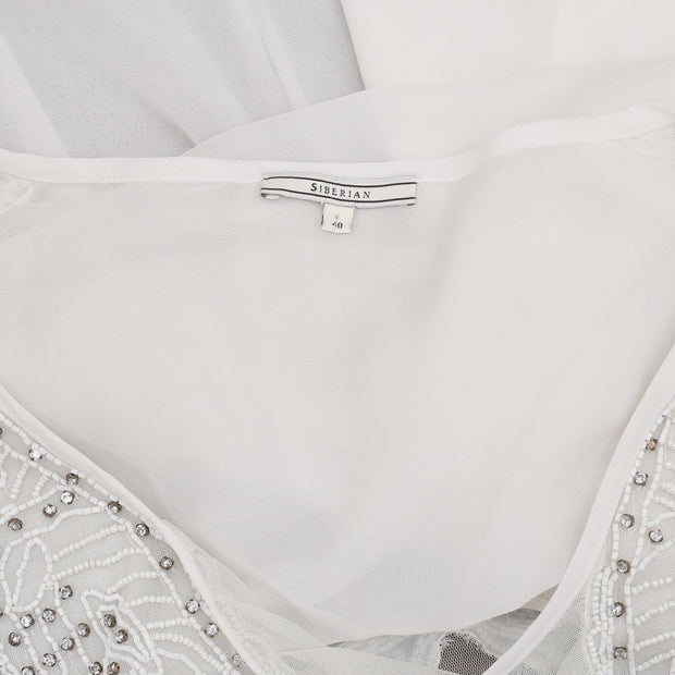 Siberian Beaded Embellished White Mini Dress L-40
