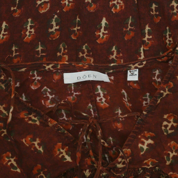 Doen Collection Petunia Happy Flower Block Print Blouse Top