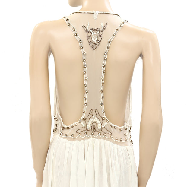 Farm Rio Anthropologie Beaded Embellished Maxi Long Dress M